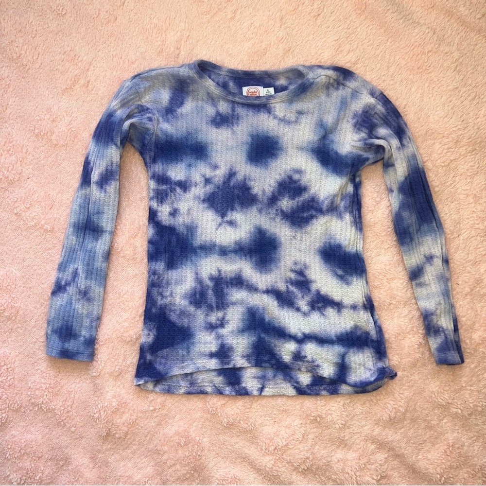 Girls Wonder Nation Size 6/6X Blue Tie Dye Long Sleeve Shirt